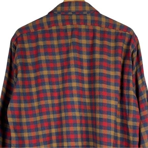 Vintage 60s Bloomingdale's Wool Cotton Blend Flannel Plaid Shirt Large - Picture 9 of 12